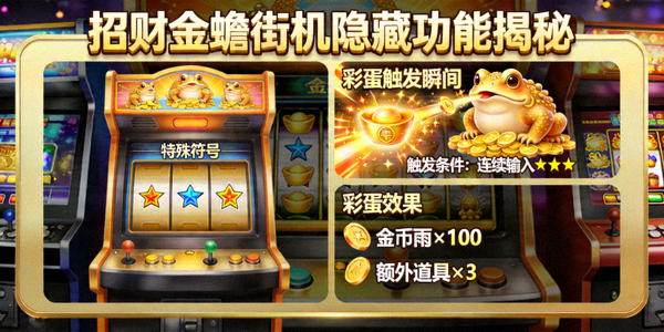 招财金蟾街机游戏爆分技巧全攻略封面，展示游戏华丽爆金画面与金蟾特效