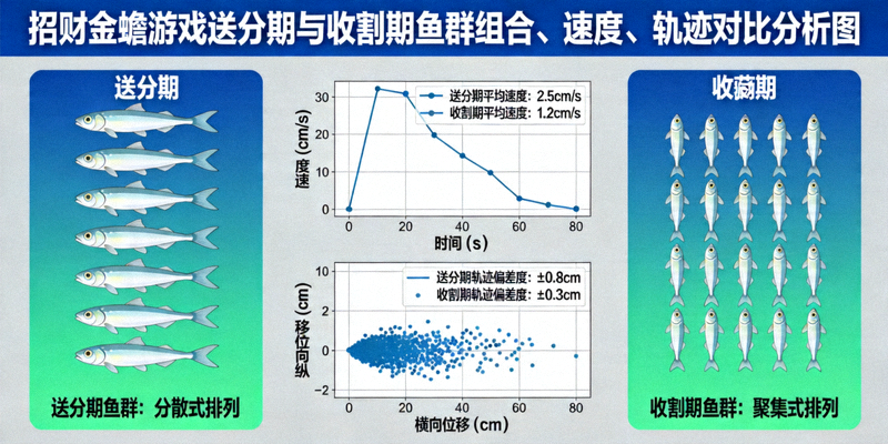 招财金蟾游戏送分期与收割期鱼群组合、速度、轨迹对比分析图