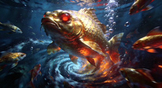 招财金蟾游戏中巨型Boss鱼出现的震撼场景截图